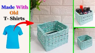 Best out of waste basket made with old cloth |DIY basket making idea