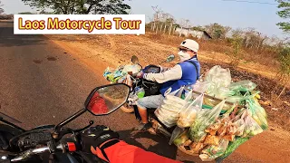 【4K】Laos Motorcycle Tour 8: Pakse - Si Phan Don,Motorbike tour arrived the southernmost tip of Laos