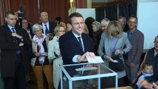Emmanuel Macron casts vote in presidential poll