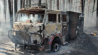 spalony wóz strażacki pożar lasu w Kleszczelach 17.05.2024