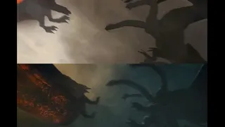 Rodan vs jets, King Ghidorah test vs official footage side by side - Godzilla: King of the Monsters