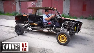 We cut a car in half and drive to town