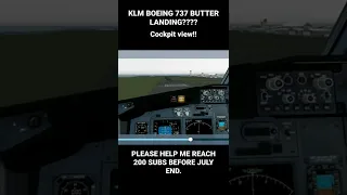 KLM BOEING 737 BUTTER LANDING...? COCKPIT VIEW #shorts #aviation