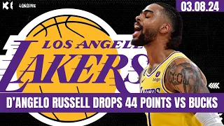 D'ANGELO RUSSELL DROPS 44 PTS VS BUCKS GAME HIGHLIGHTS