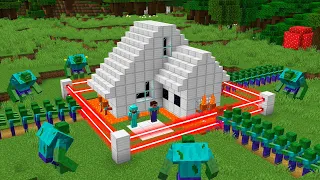 Minecraft NOOB vs PRO battle: ZOMBIE APOCALYPSE ATTACK THE SUPER BASE HOUSE!