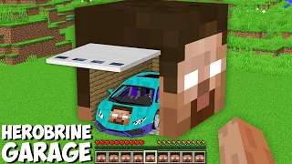 I found SUPER CAR INSIDE HEROBRINE HEAD in Minecraft ! SECRET HEROBRINE GARAGE !