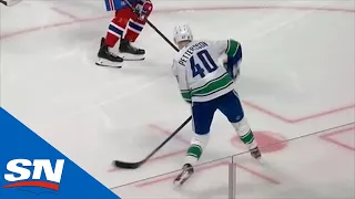 Elias Pettersson Takes His Time Before Ripping Puck Bar Down Past Jake Allen