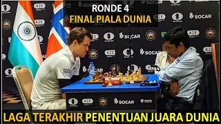 RONDE 4 FINAL PIALA DUNIA CATUR 2023 Magnus Carlsen VS Praggnanandhaa | Pemenang Juara Dunia Catur