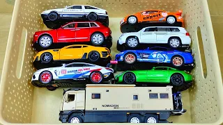 Box Full of Model Cars /Ferrari Car, Jeep, Lamborghini Car, Land Cruiser, Tesla, Bugatti, Police Car