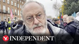 Game of Thrones actor Liam Cunningham joins Dublin protest on Irish housing crisis