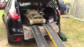 Unloading an Armortek 1/6 scale 140kg Comet tank from a car