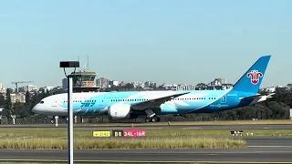 Asiana, Thai, Cathay A350, China Southern B787-9, Garuda & Qantas A330 depart Sydney on 34L