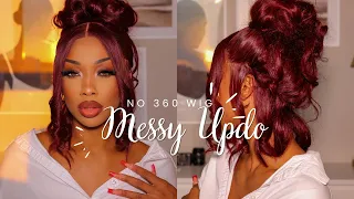😍MESSY UPDO WITH PINCURLS TUTORIAL! NO 360 FRONTAL NEEDED- FT CURLYME