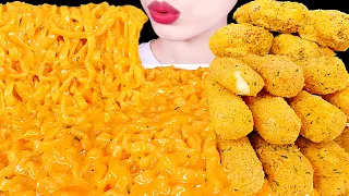 ASMR MUKBANG｜CHEESY CARBO FIRE NOODLES, CHEESE STICKS, FRIED CHICKEN 꾸덕 까르보 불닭볶음면 뿌링클 치즈스틱 치킨 먹방