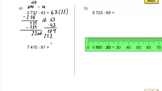 Písemné dělení dvojciferným číslem (2731:43; dlouhý zápis), 5.roč., 1. díl, str. 43, cv. 2a,b