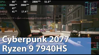 Gaming on AMD Ryzen 9 7940HS APU (Radeon 780M) - Cyberpunk 2077 - Gameplay Benchmark