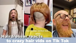 Hairdresser reacts to CRAZY hair vids on Tik Tok #hair #beauty