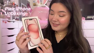 ASMR ♡ PINK iPhone 15 Plus Unboxing 🤍🎀🧸🌷