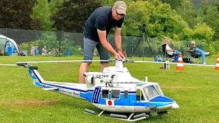 STUNNING BIG RC BELL-412 (JA6795) GIANT RC SCALE MODEL TURBINE HELICOPTER FLIGHT DEMONSTRATION