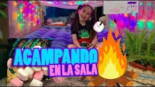 24 HORAS ACAMPANDO EN LA SALA⛺️🏠/ COMO ACAMPAR EN TU SALA/ HICIMOS UN ESCONDITE SECRETO! 🤫