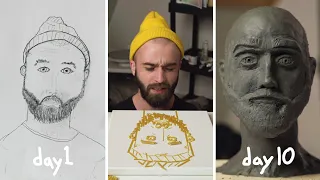 Watch this beginner artist try to perfect a self-portrait in 10 days!