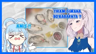 [ Hololive sub indo ] Reine yg bertanya ,gimana rasanya makan tiram sama moona !!