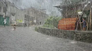 Beautiful super heavy rain in my village | very cold | fell asleep to the sound of heavy rain