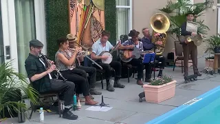 Tuba Skinny playing Ain't Nobody's Business at the Hyatt Hotel pool, New Orlean, 11th April 2024