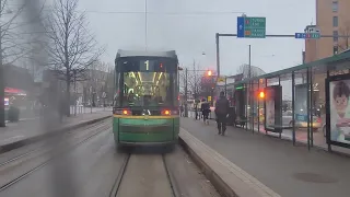 Helsingin raitiolinja 4 Katajanokka-Munkkiniemi-Katajanokka-Munkkiniemi.Helsinki tramline 4.