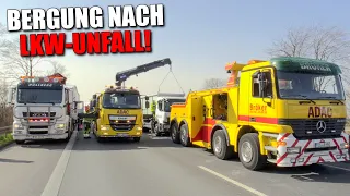 [SCHWERER LKW-UNFALL AM STAUENDE!] - Gleichzeitige Bergung von 3 Lastwagen & Reinigung der Fahrbahn