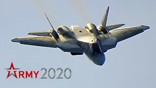 Высший пилотаж Су-57 для Министра обороны Шойгу и премьер-министра Мишустина на форуме "Армия-2020"