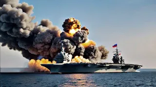 7 Minutes ago! Ukrainian M142 HIMARS Blows up Russia's largest aircraft carrier in the Black Sea