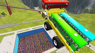 TOP 100 Lego Cars, Belaz, School Bus Car Jumps Crashes & Destruction - BeamNG Drive