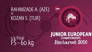 1/4 FS - 60 kg: S. KOZAN (TUR) df. A. RAHIMZADE (AZE), 6-4