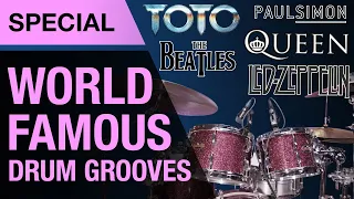Most famous drum grooves of all time | Led Zeppelin, The Beatles, Toto | Drum Lesson