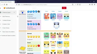 POKEMON QUEST All Cooking recipes for all Pokemon.