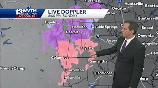 Freezing rain, sleet moving into Alabama