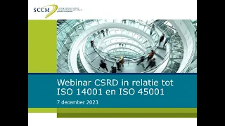 Webinar CSRD (Corporate Sustainability Reporting Directive) - 7 december 2023