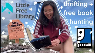 thrift books with me! little free library hunting 📚🧺🌳