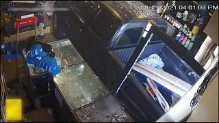 He boldly entered the store using his car, created a drive-through, and left.