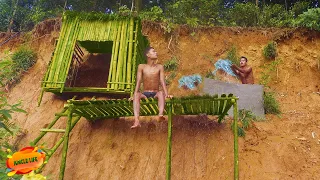 JUNGLE LIFE ★ Build A Bath With Bamboo Houses On The Mountain Cliffs | Vikings in Real Life
