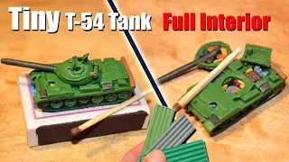 Making Tiny T-54 Tank with Full Interior from Clay. Tank Model on a Matchbox!