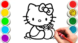 Hello Kitty holding a Peach Drawing, Painting & Coloring For Kids and Toddlers_ Child Art