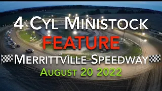 🏁 Merrittville Speedway 8/20/22 4cyl MINISTOCK FEATURE RACE - Aerial View DIRT TRACK RACING