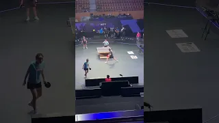 Fan zhendong counter topspin with Lin guoyuan at WTT goa