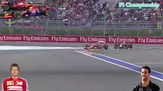 K.Raikkonen overtaking D.Ricciardo for 5th