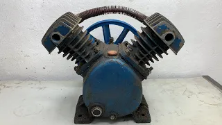2 Piston 3HP Air Compressor Pump Head Restoration - Restoring & Repairing Broken Old Air Compressors