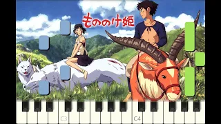 piano tutorial "THE TALE OF ASHITAKA" Princess Mononoke, もののけ姫, Hisaishi, with free sheet music