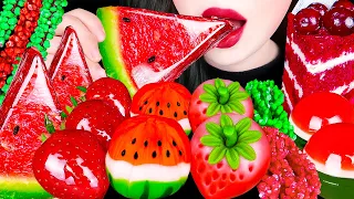 ASMR WATERMELON TANGHULU, FRUITS RICE CAKE, ROPE JELLY 수박 탕후루, 딸기 화과자, 수박젤리 먹방 EATING SOUNDS MUKBANG