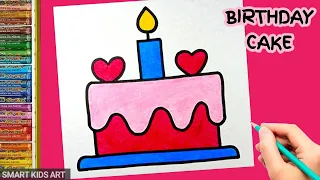 How To Draw A Birthday Cake | Birthday Cake Drawing | Smart Kids Art